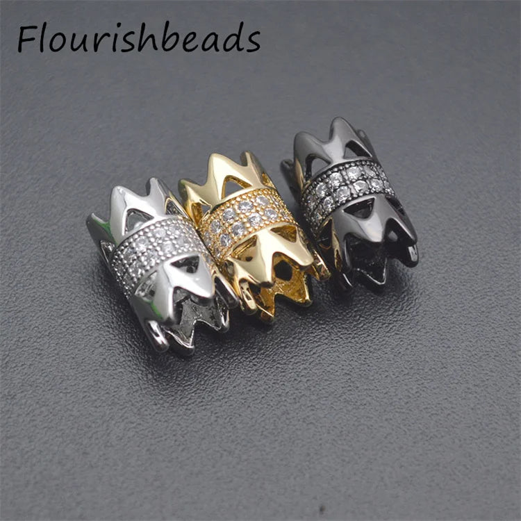 Wholesale Anti Fading Gold Silver Color CZ Pave Big Size Tube Spacer Beads for DIY Woman Jewelry Necklace Bracelet Making