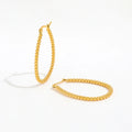 New Trendy Earring Waterproof Tarnish Free 18K Gold Plated Bead Oval U Stainless Steel Statement Hoop Earrings