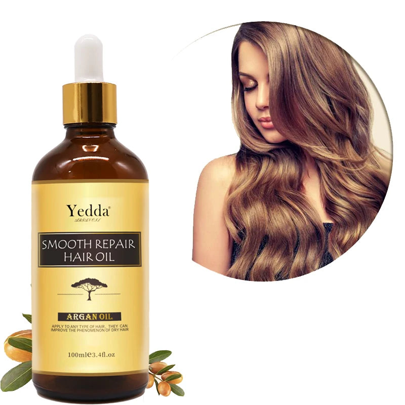 Private Label Organic Argan Essence Hair Oil Repairs Frizzy and Damaged Hair. Essential Oil Softens Straight and Curly Hair