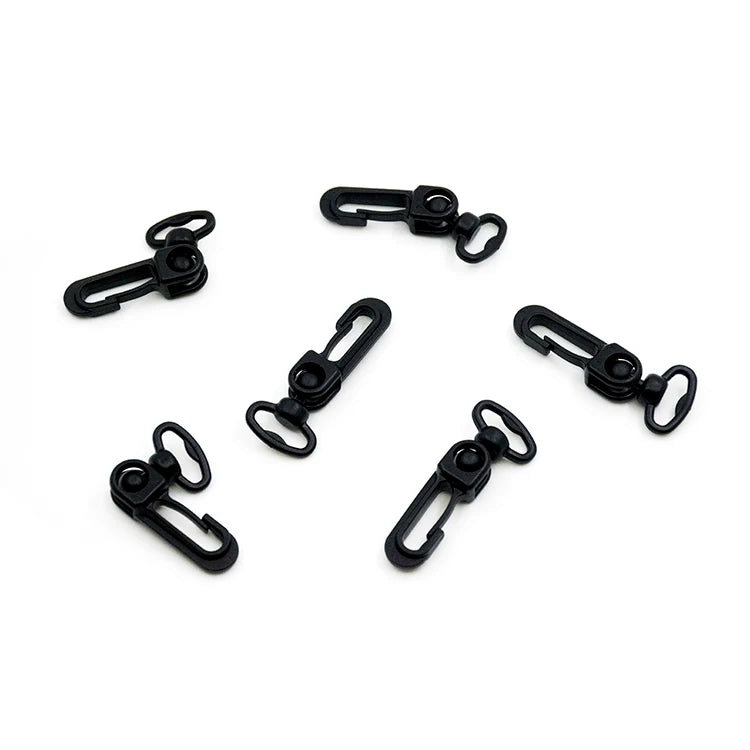 Wholesale Multi-purpose Black Plastic Buckles D Ring Swivel Hook Clasps for Lanyard String Rope