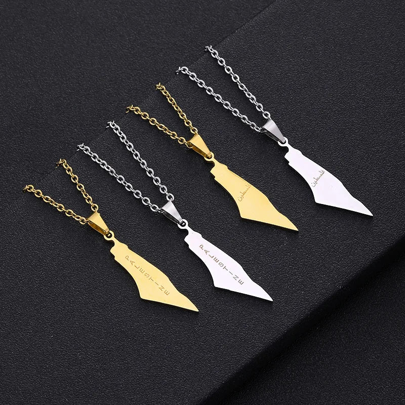 Country Map  Necklace Gold Plated 316l Stainless Steel Israel Palestine Map Falg Pendant Necklaces for Men Women