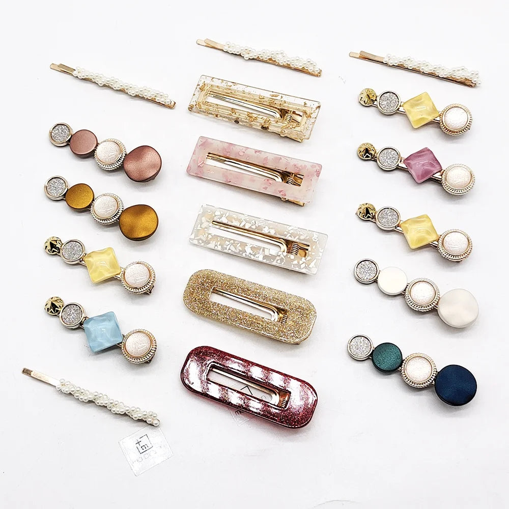 MIO Assorted 3 Pcs Hair Pin Set Colorful Hairpins Pearls Rhinestone Hair Barrettes Handmade  Accessories for Women Girls Ladies