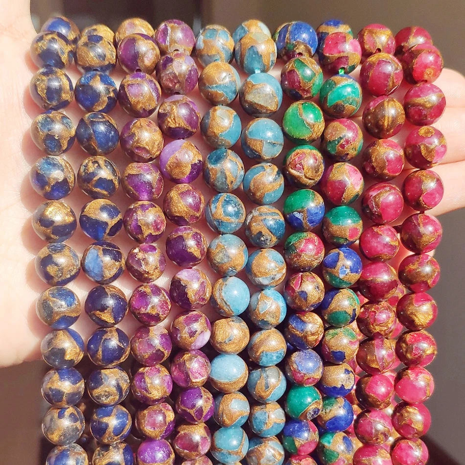 Wholesale Round 6mm/8mm/10mm Purple/Lake Blue/Red Cloisonne Jasper Stone Beads for Jewelry Making DIY