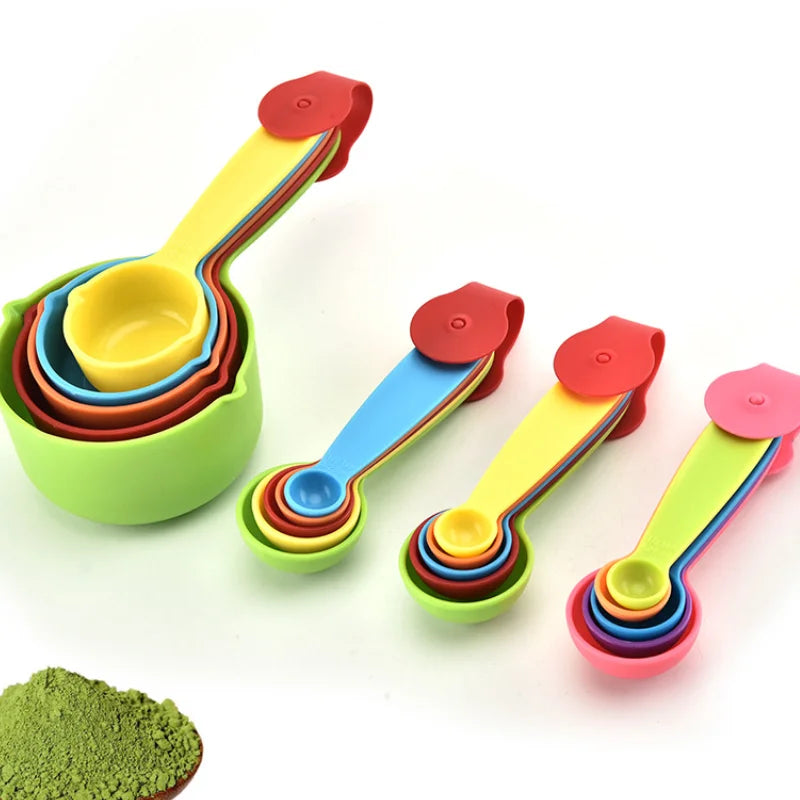 Colorful Dishwasher Safe Home Kitchen Baking Eco-Friendly 5 Pcs High Quality 50ml PP Plastic Measuring Cups and Spoons Set