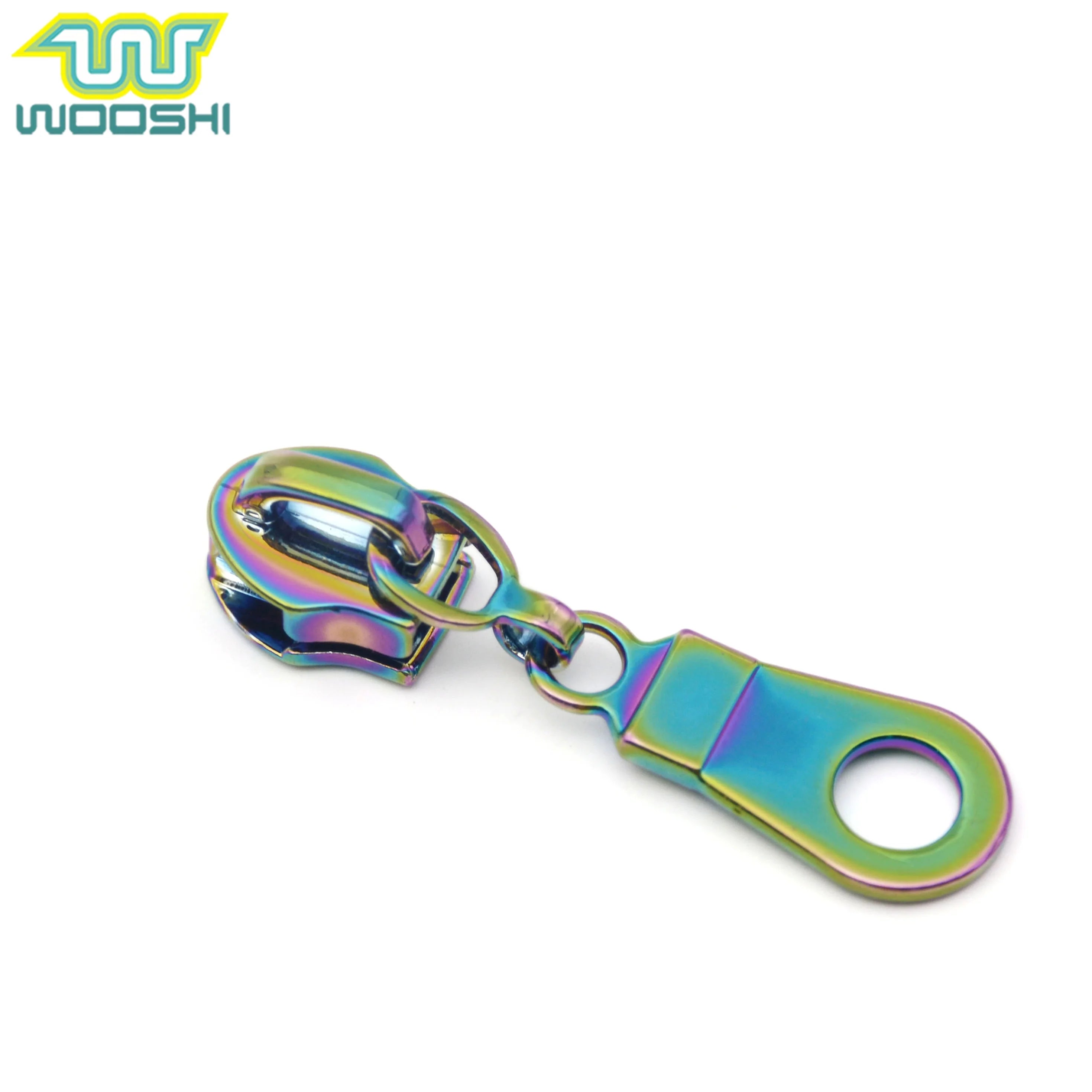 No.5 4.38g/pcs Metal Handbags Zipper Sliders 3000pcs 5# Rainbow Zinc Alloy Plating Nickel-Free Non-Locking Zipper Puller WOOSHI