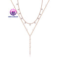 Layered Rose Gold Zircon Necklace Unique Geometric Gemstones Luxury Fashion Silver Jewelry for Weddings Engagements Gifts