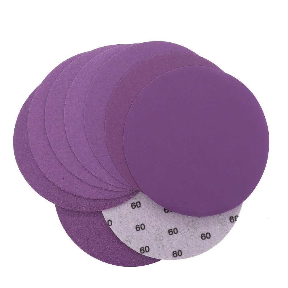 6Inch 150mm Purple Hook and Loop Sandpaper Discs Waterproof Sanding Disc Abrasive Paper for Sander Polishing Metal Wood Dry Wall