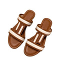 Customize Outdoor Bling Decoration Flat Women Sandals Outdoor Slides Slippers for Ladies Women Flat Sandals