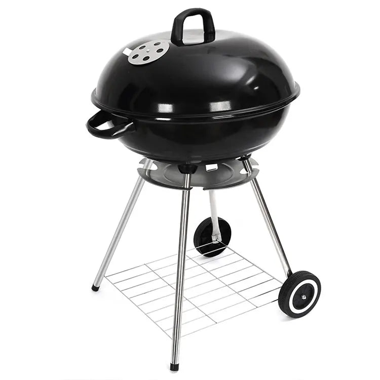 18 Inch Iron Porcelain Enamel Modern Portable Broil Outdoor Charcoal Smoker Kettle BBQ Grill Adjustable Height Trolley