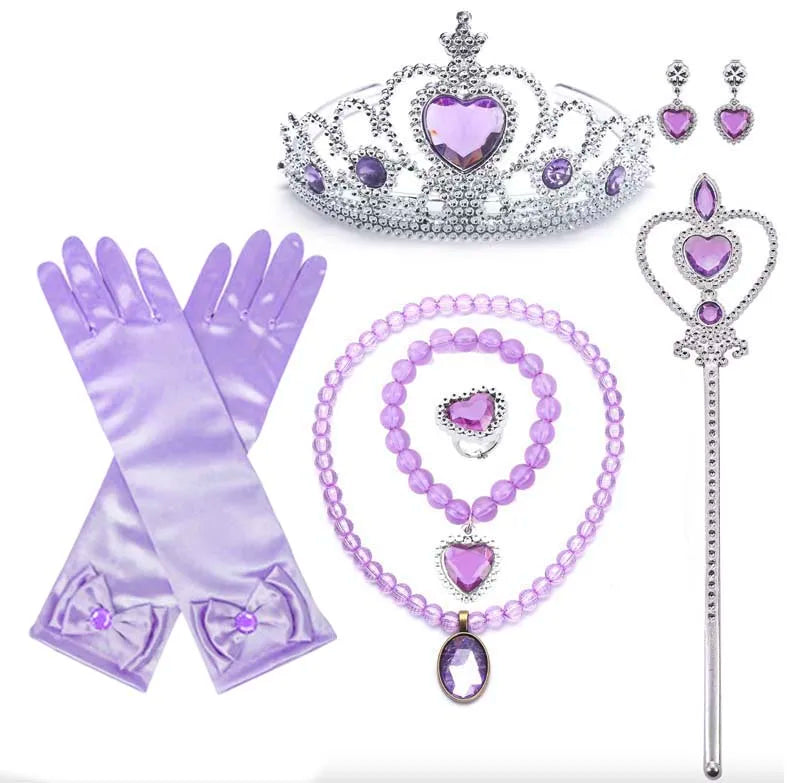 Wholesale Princess Dress up Party Accessories Princess Tiara Crown Magic Wand Princess Jewelry Dress up Set for Kids CWNS-004