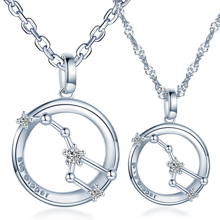 Simple Diamond Necklace Big Dipper Necklace S925 Silver for Couple