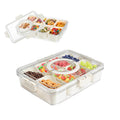 M Portable Plastic Snack Container with 8 Compartments and Handle Clear Serving Tray with Lid for Kitchen or Party Use