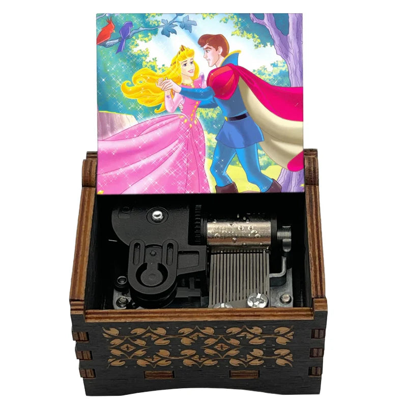 Valentine's Day Wind-up Wooden Music Box Melodic Eco-friendly Cartoon Gift for Her/Him Handcrafted Keepsake for Anniversary