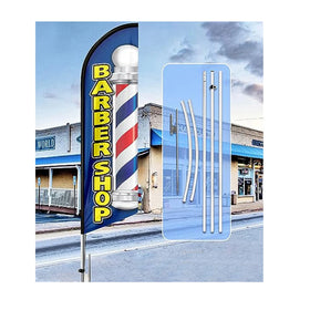 Hot Selling Custom Design with Double-sided Durable Windproof and Flagpole Kit and Base Outdoor Barber Shop Promotional Flag