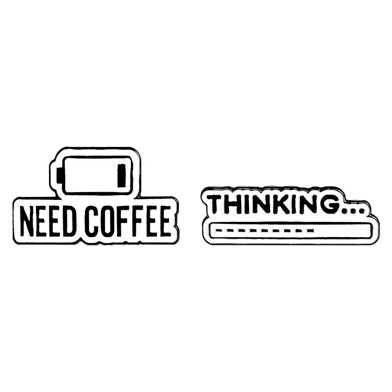 Customized Metal Coffee Mind Enamel Pin Logo and Thinking Progress Bar Badge