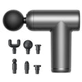 Portable ABS Type-c Mini Massage Gun 6 Heads Deep Tissue Fascial Percussion for Body Pain Relief Targeting Back Head Muscles
