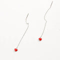 FY-EX93 New 925 Sterling Silver Red Heart Drop Earrings for Women Hot Fashion Jewelry