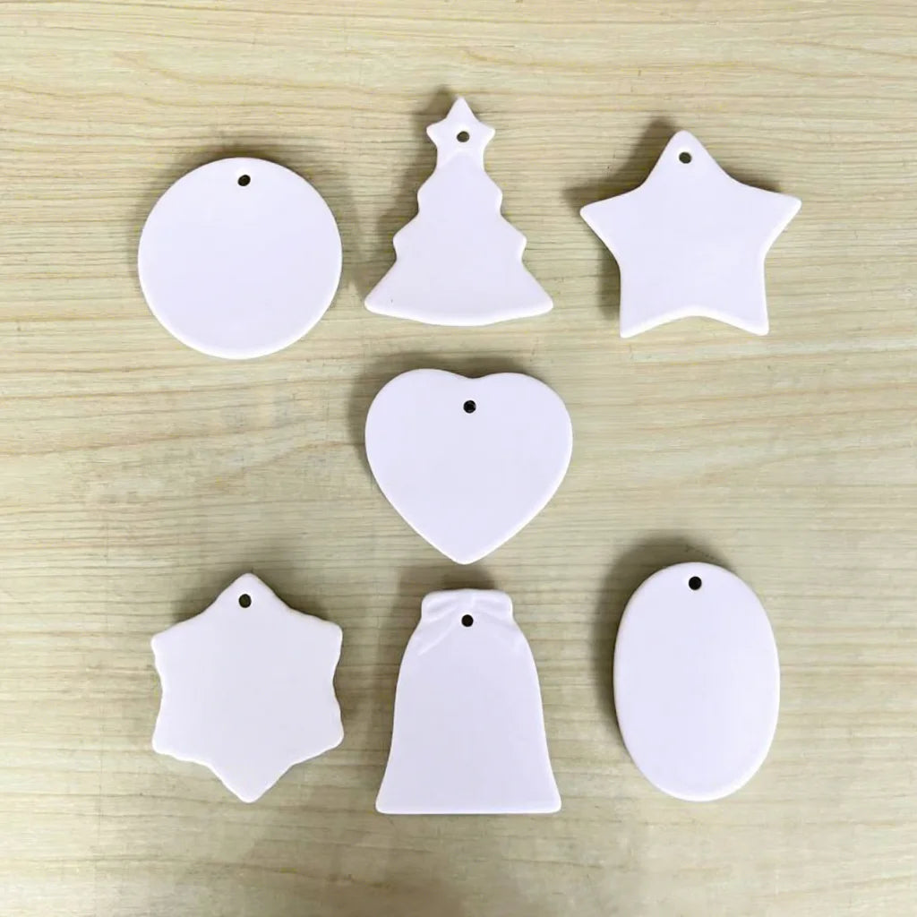 Sublimation Ornament Blanks Ceramic Round Christmas Ornament Blanks for Christmas   Crafts Ceramic Sublimation Ornament Blank