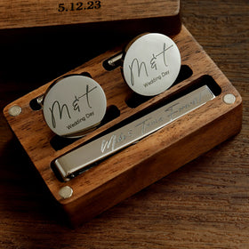 Inspire Personalized Stainless Steel Tie Clip Custom Cuff for Dad Engraving Name Logo Jewelry