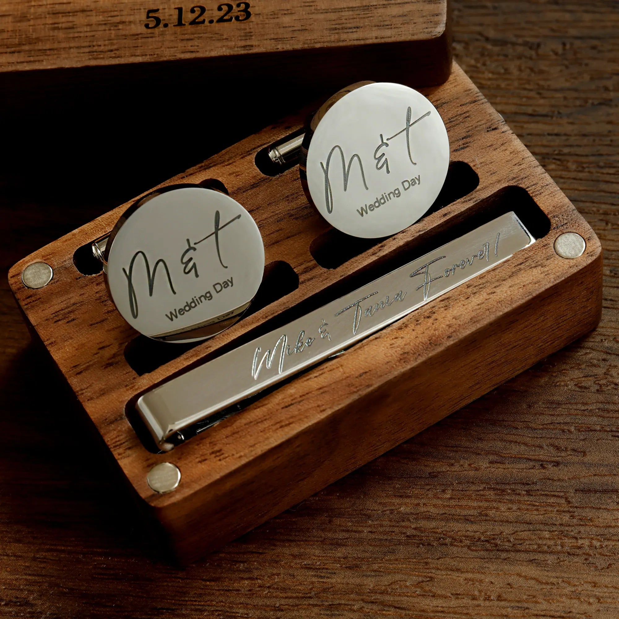 Inspire Personalized Stainless Steel Tie Clip Custom Cuff for Dad Engraving Name Logo Jewelry