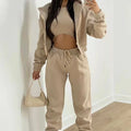 New Style High Quality Fashion Weat Shirt Hooded Sports Leisure Suit Solid Color Long Sleeved Three Piece Set Clothing