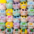 2024 HOT Custom Cute Plush Smiling Baby Keychains Fluffy Plush Doll Keychain for Women Girl Bags Pendant