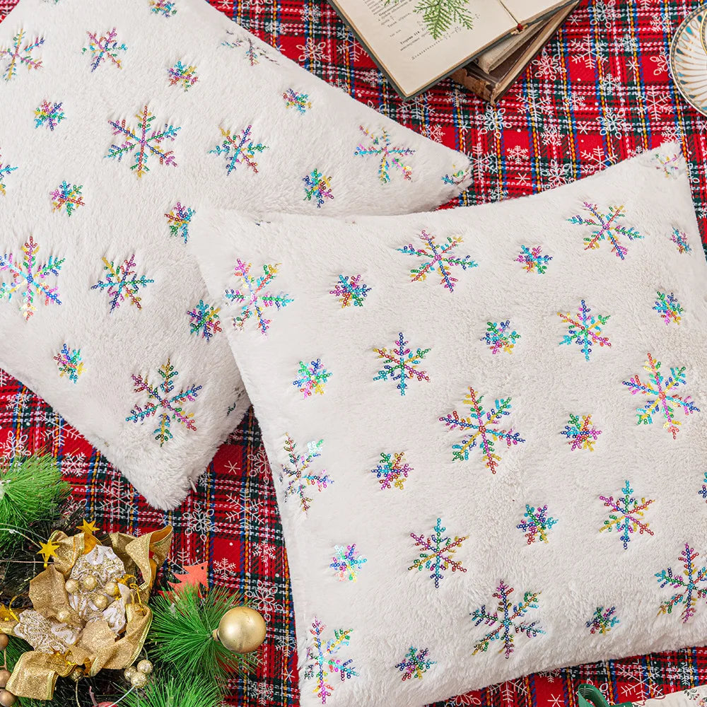 Nordic Christmas Cartoon Character Woven Polyester Luxury Cushion Covers with Embroidery for Home & Hotel Use Customizable