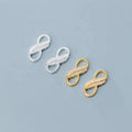 New Fashion 925 Sterling Silver Gold Plated 8-shape Zircon Infinity Charm Fashion Jewelry Pendants Connector