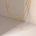 3 Layer Gold Plated Necklace Set Stainless Steel Waterproof Chains for Women Dainty Layered Jewelry Gift