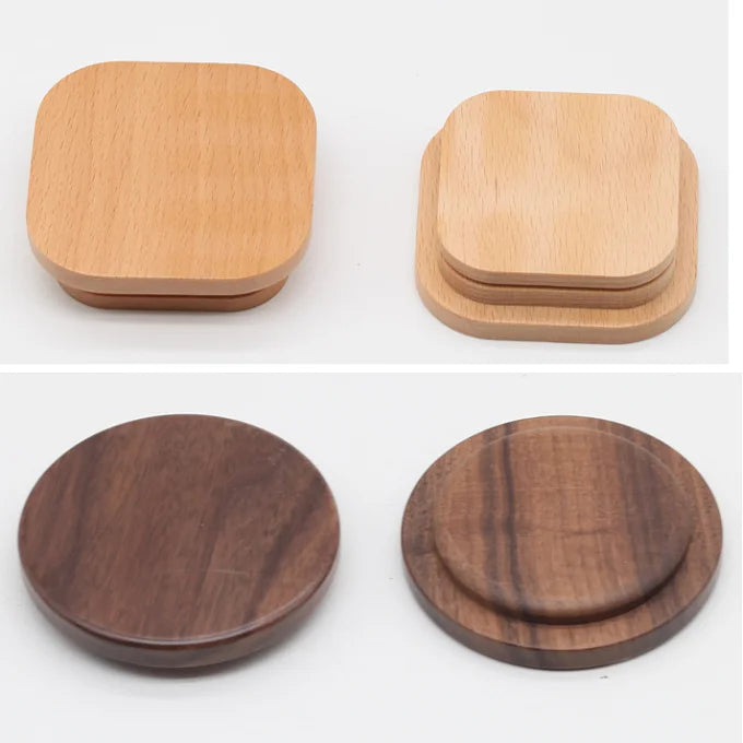 Beech Wooden Lid Solid Wood Cup Cover Glass Bottle Bamboo Cover Silicone Ring Cup Wood Cover