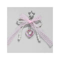 Simple sweet and cute pink lace pearl bow heart star pendant bag charm keychain phone charms
