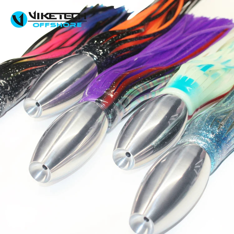 Sea Fishing Gig Game Double Octopus Tuna Marlin Big Lure Stainless Steel Head High Speed Trolling Lures Trolling Skirt