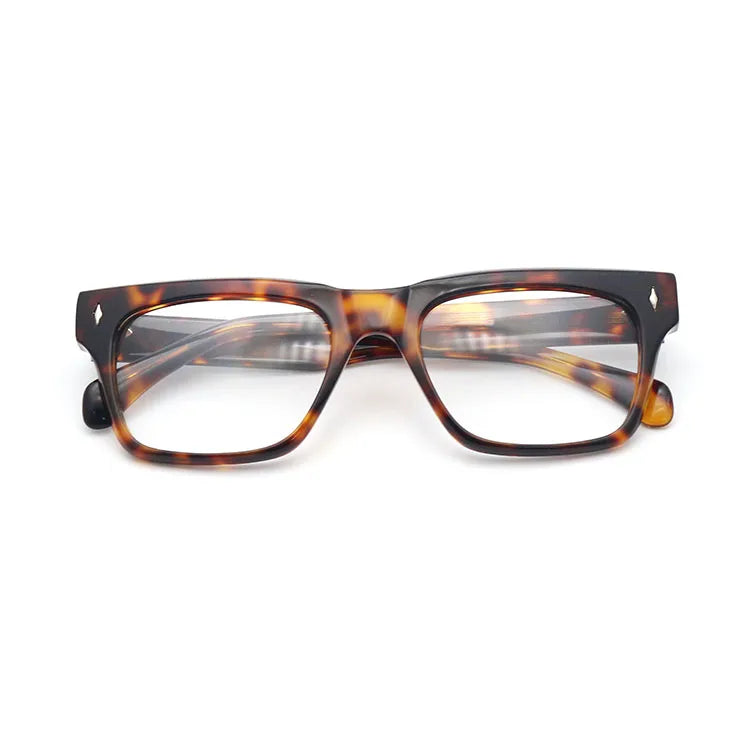 Stylish Simple Square Eye Glasses Acetate Optical Frame for Male and Female Diamond Face Shape Match