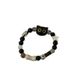 CLBX Vintage Style Metal and Wood Cat Bone Elastic Bracelet Same Style Cat and Cartoon Bracelet Fashion Jewelry for Couples
