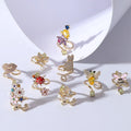 Jachon Knuckle Nail Ring Decoration Tip Nail Art Charm Flower Finger Nail Rings Brass Zircon Ring