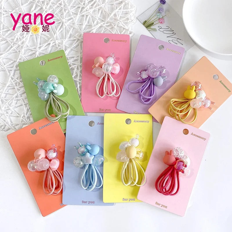 Interesting Hair Bands Set With Colors Rabbit and Star Decoration Included 5pcs Set Unique Packing for Kids Hair Ties