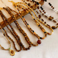 Fashion Designer Retro Custom Crystal Tiger Eye Beads Necklace Jewelry Choker Necklace