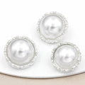 RB029 Novel Retro Round Pearl Zircon Metal Button Fancy Coat Alloy Metal Rhinestone Buttons Silver Shanks Pearls Button