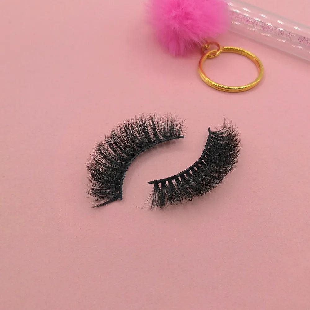 New Private Label Fluffy 3d 15-18mm Vegan Mink Lashes Full Strip Faux Mink Eyelashes Wholesale