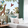 YKMF 905 Friendly Cartoon Rainforest 3D Mural Wallpaper for Girls Kids Room Decoration