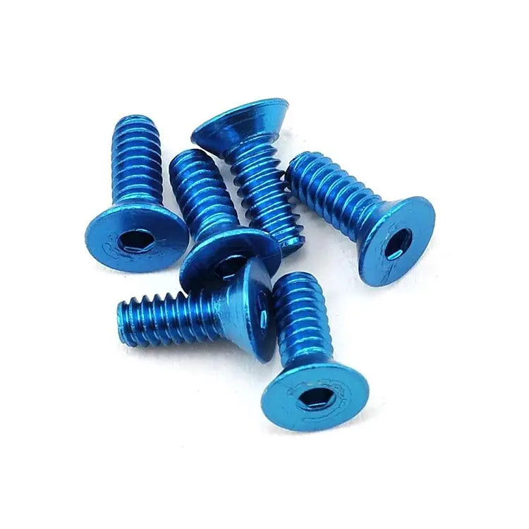 Anodized Allen Flat Head Screw Dark Blue Color M4 M5 M6 X 12mm 6mm Aluminum Aluminium Countersunk Head Screws Bolts