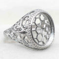 Sterling Silver 12*15mm Semi Mount Men's Ring Frame Empty Blank Bar Bezel Setting S925 Base Without Center Stone for DIY Inlay