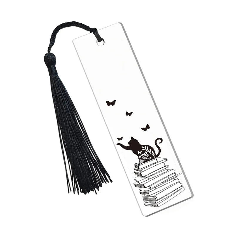 Creative Custom Logo High Quality Acrylic Bookmarks Clear Plastic Bookmark With Tassel for Students