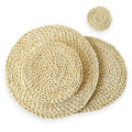 Handmade Round Dining Table Mat Natural Grass Corn Husk Weave Eco-Friendly Placemat Coaster Mat Insulation Pad