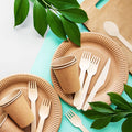 Biodegradable Eco-Friendly Disposable Simple Food Safe Cake Cutlery Paper-Wrapped Wooden Utensils for Restaurant Take-Away