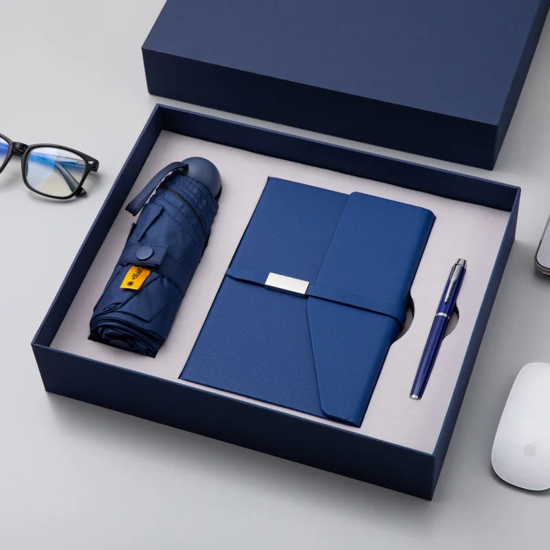 2025 Trending A5 Notebook & Pocket Umbrella Pen Gift Box Set Perfect Corporate Business Idea for Spring Summer