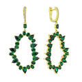 Fashion Gold Color 925 Sterling Silver Hollow Out Earrings With Luxury Crystal Bridal Long Drop Earrings