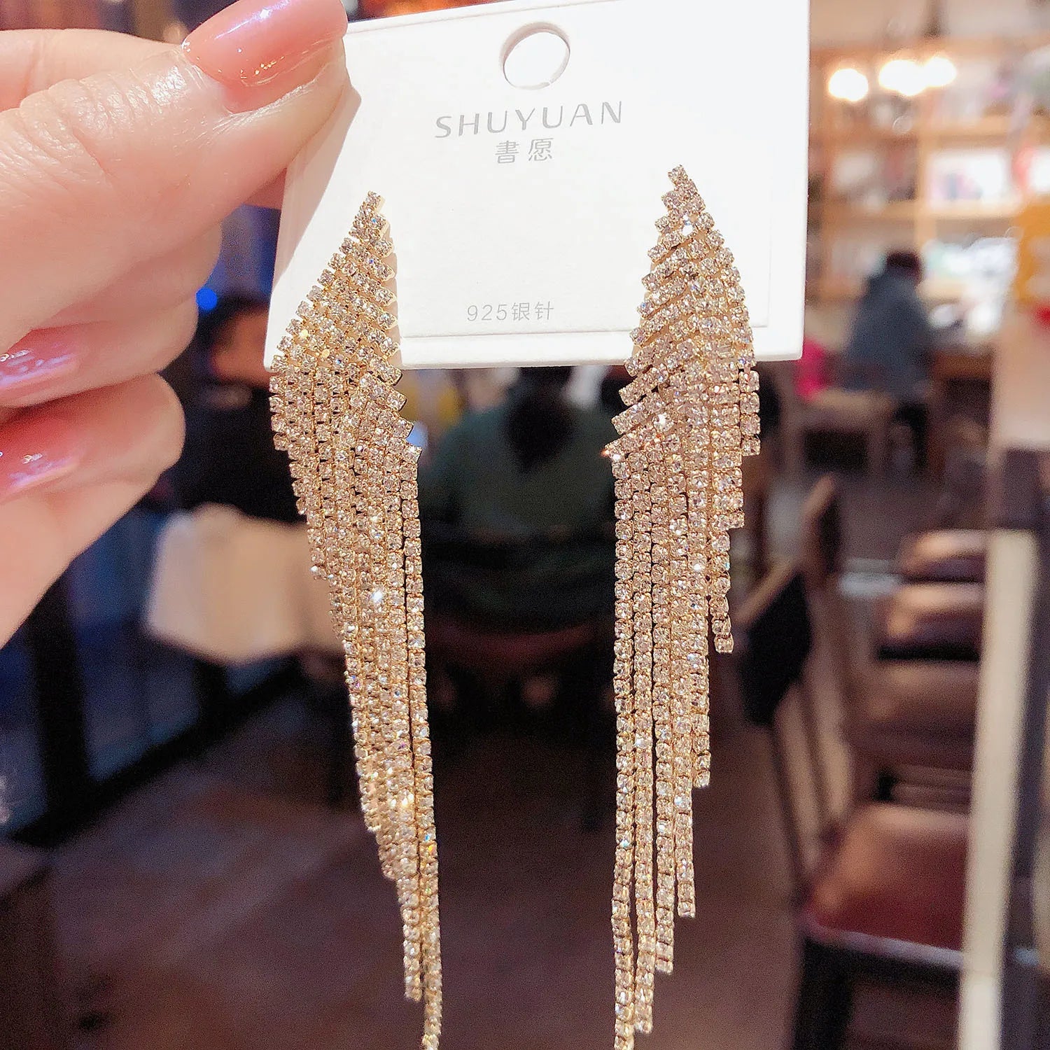 925 Silver Needle Earring Diamond Luxury Wedding Long Tassel Earrings Exaggerated Pearl Star Long Tassel Earrings Jewelry