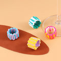 INS New Resin Rings Jewelry Women Handmade Colorful Stripe Ceramic Clay Acrylic Ring Geometric Y2K Irregular Girls Jewelry