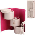 Hot Sale PU Jewelry Storage Box Travel Stackable Roll Bag Foldable Cylinder 3 Layer Luxury Jewellery Organizer case